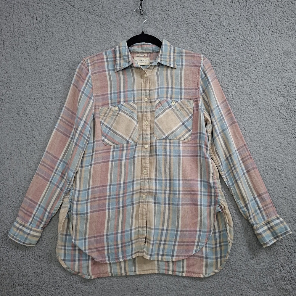 Denim and Supply Ralph Lauren Utility Women's Top S Plaid Linen Blend Flannel